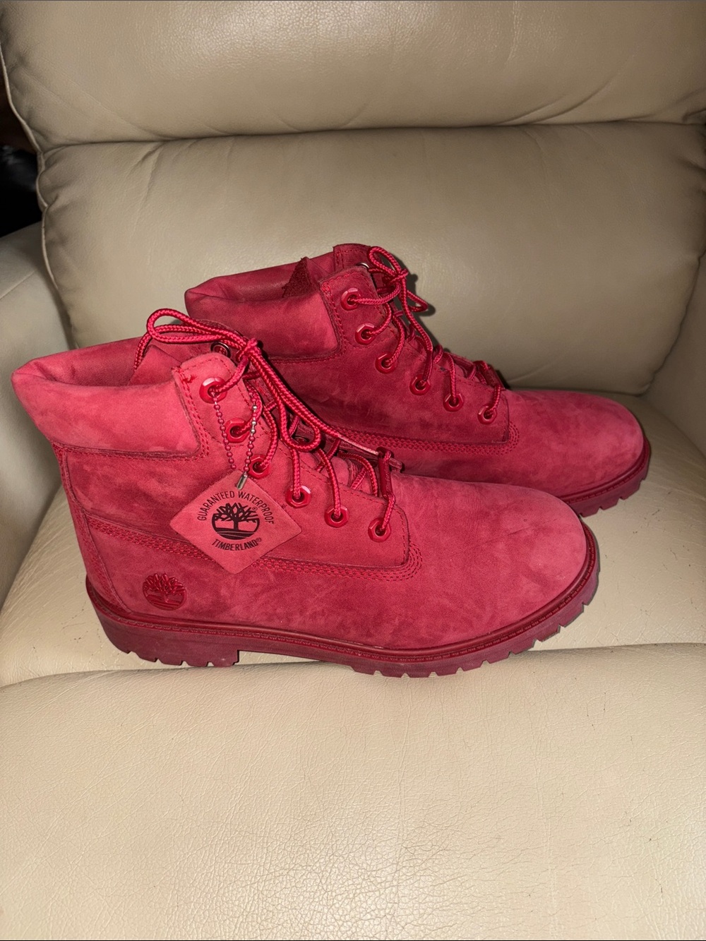 Timberland Red Suede Lace-Up Boots